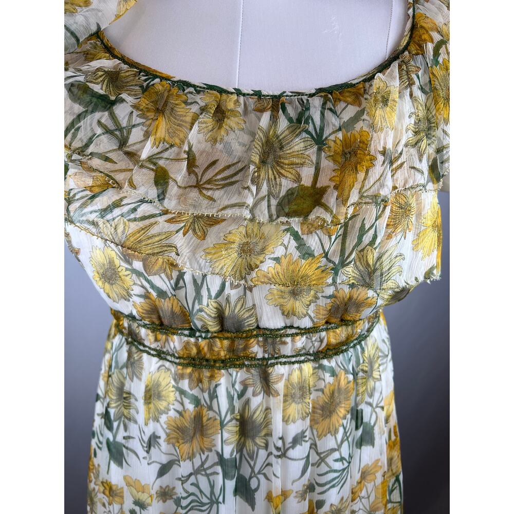 MSSP Silk Floral Off Shoulder Smocked Midi Dress Daisy Print NWT Large - Picture 4 of 10